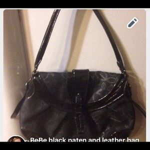 Bebe black paten and leather bag